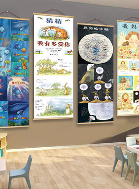 绘本馆布置阅读图书室贴画幼儿园墙面布置装饰环创推荐展示墙面画