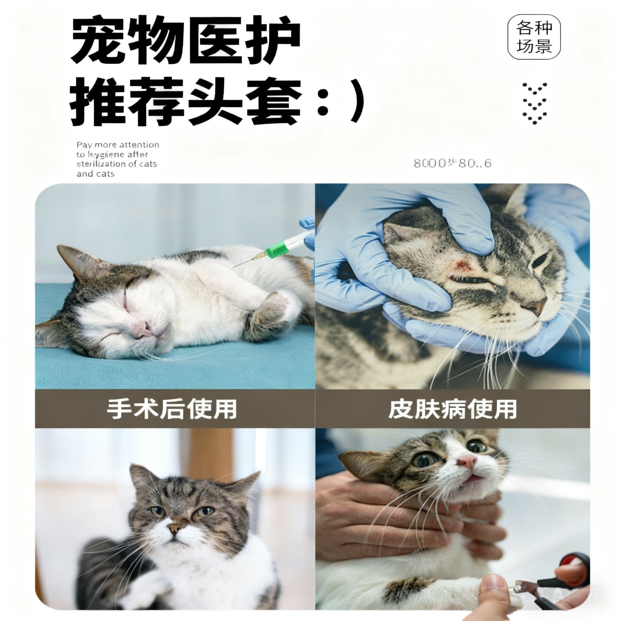 猫咪伊丽莎白圈驱虫绝育防舔专用猫头套可调节小型犬狗狗防水脖圈,淘宝优惠券,粉丝福利购,淘宝优惠卷