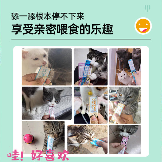 Cat strips, cat snacks, nutritional supplements, weight gain, wet food packs, canned cat snacks, 100 pieces, whole box of cat snacks