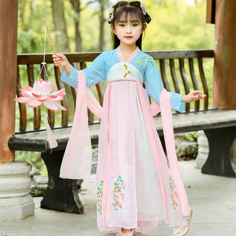 新款夏女儿童改良襦裙古装超仙汉服 韩纤黛女装民族服装/舞台装