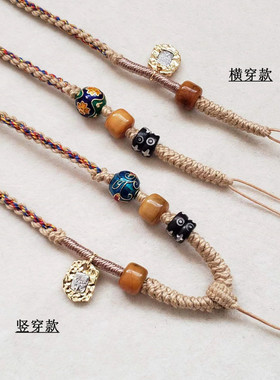 藏式手搓棉项链绳唐卡黄金挂绳