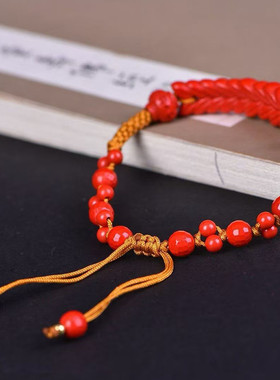 高含量朱砂麦穗手链本命年进财