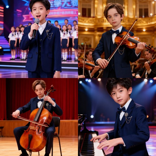 Western-style British-Korean style piano performance suit for middle-aged and older children