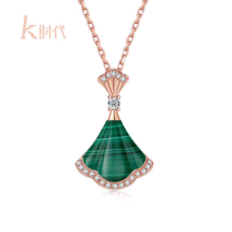 k时代925银18k金小裙子锁骨链 k时代项链