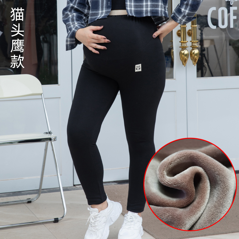 歌妮朵旗舰店孕妇打底裤秋冬季加绒加厚外穿托腹小脚裤大码200斤怀孕期可调节0