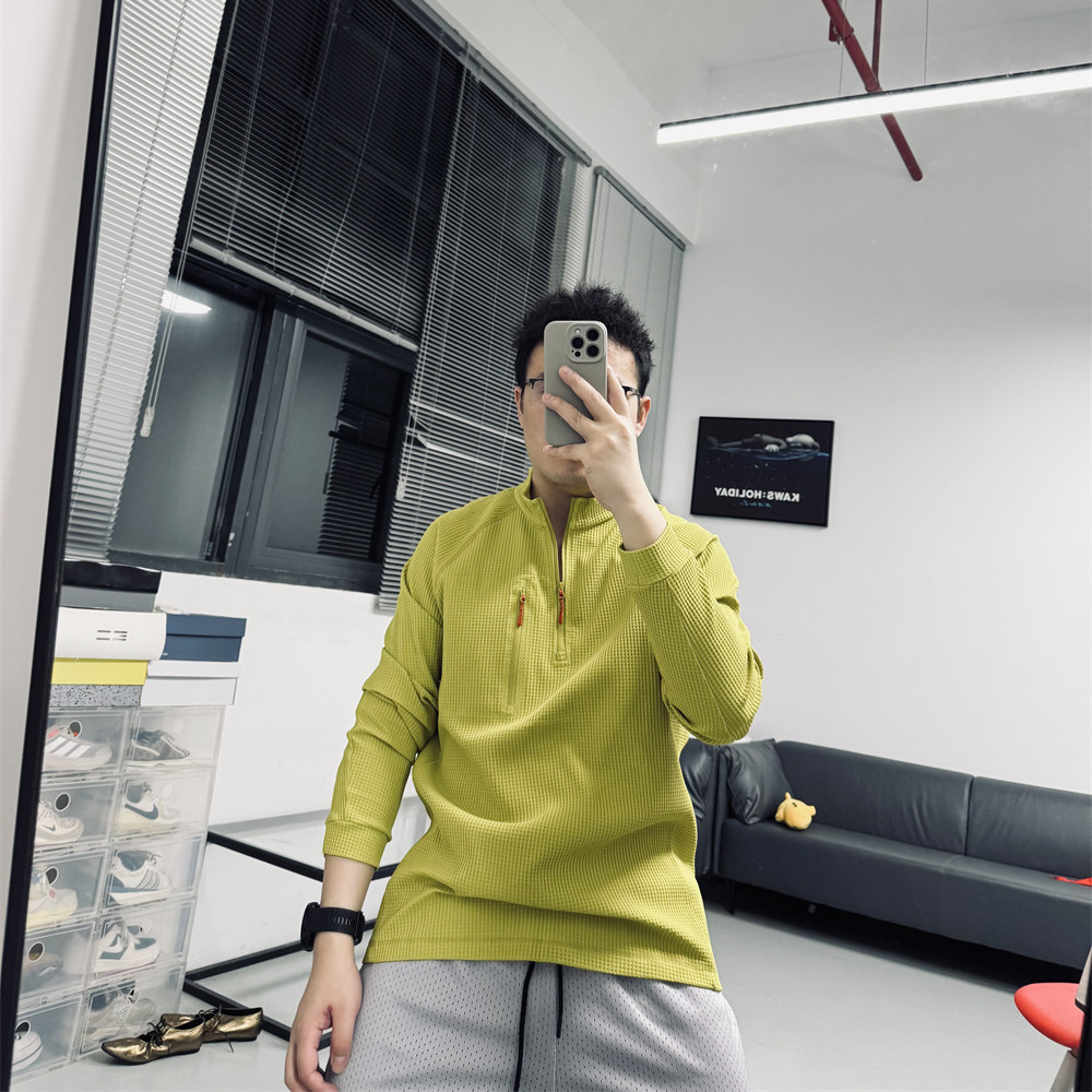 耐磨抗起球吸湿排汗华夫格肌理感男女通用户外半拉链长袖速干T恤,淘宝优惠券,粉丝福利购,淘宝优惠卷