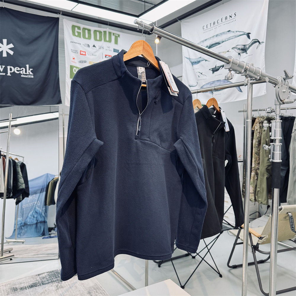 韩国面料高弹力科技自发热一体绒男女通用套头半拉链户外抓绒衣,淘宝优惠券,粉丝福利购,淘宝优惠卷