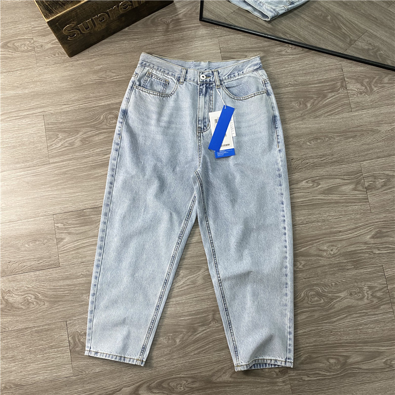 商场撤柜原售525元!重工水洗磨白夏季浅色宽松直筒牛仔裤男九分裤,淘宝优惠券,粉丝福利购,淘宝优惠卷