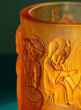 璃某某创意冀乐团香薰烛台 河北文创石雕散乐图桌面禅意香氛摆件