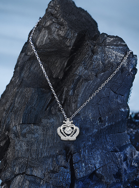 迪士尼公主皇冠项链女款锁骨链小众S925不易褪色不易过敏送女友