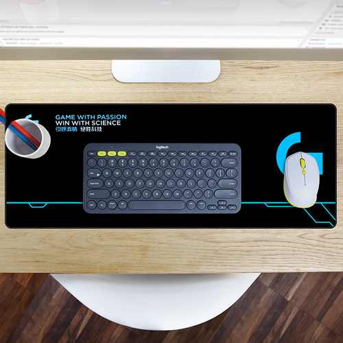 罗技鼠标垫电竞游戏专用超大号桌垫细面电脑办公锁边加厚长款软垫 - 图1