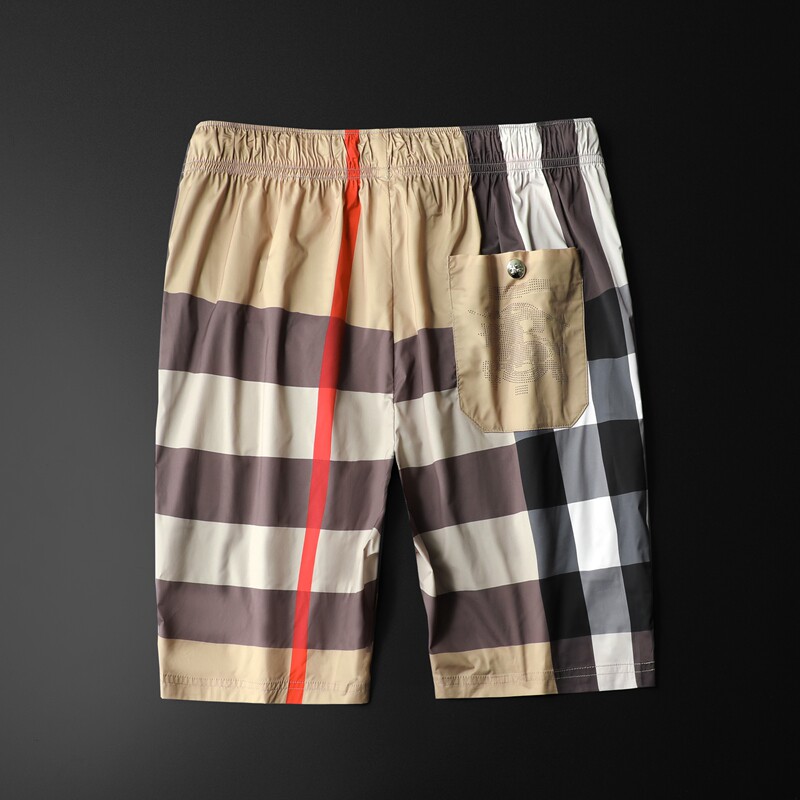 巴宝莉纯色经典格子短裤沙滩裤子 柏博轻奢男装休闲裤