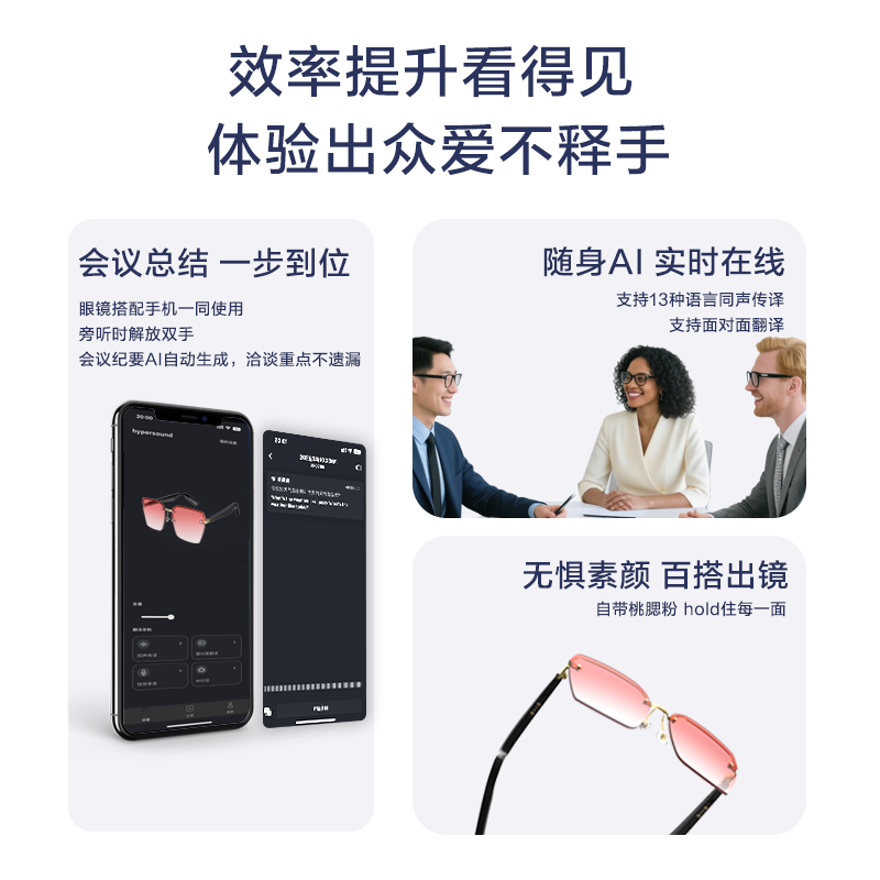 AIRGIS Smart Glasses AI Glasses Simultaneous Interpretation Translation Meeting Records Wireless Bluetooth