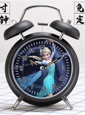电子静音儿童专用小闹钟冰雪奇缘艾莎公主儿童打铃闹钟卡通多功能