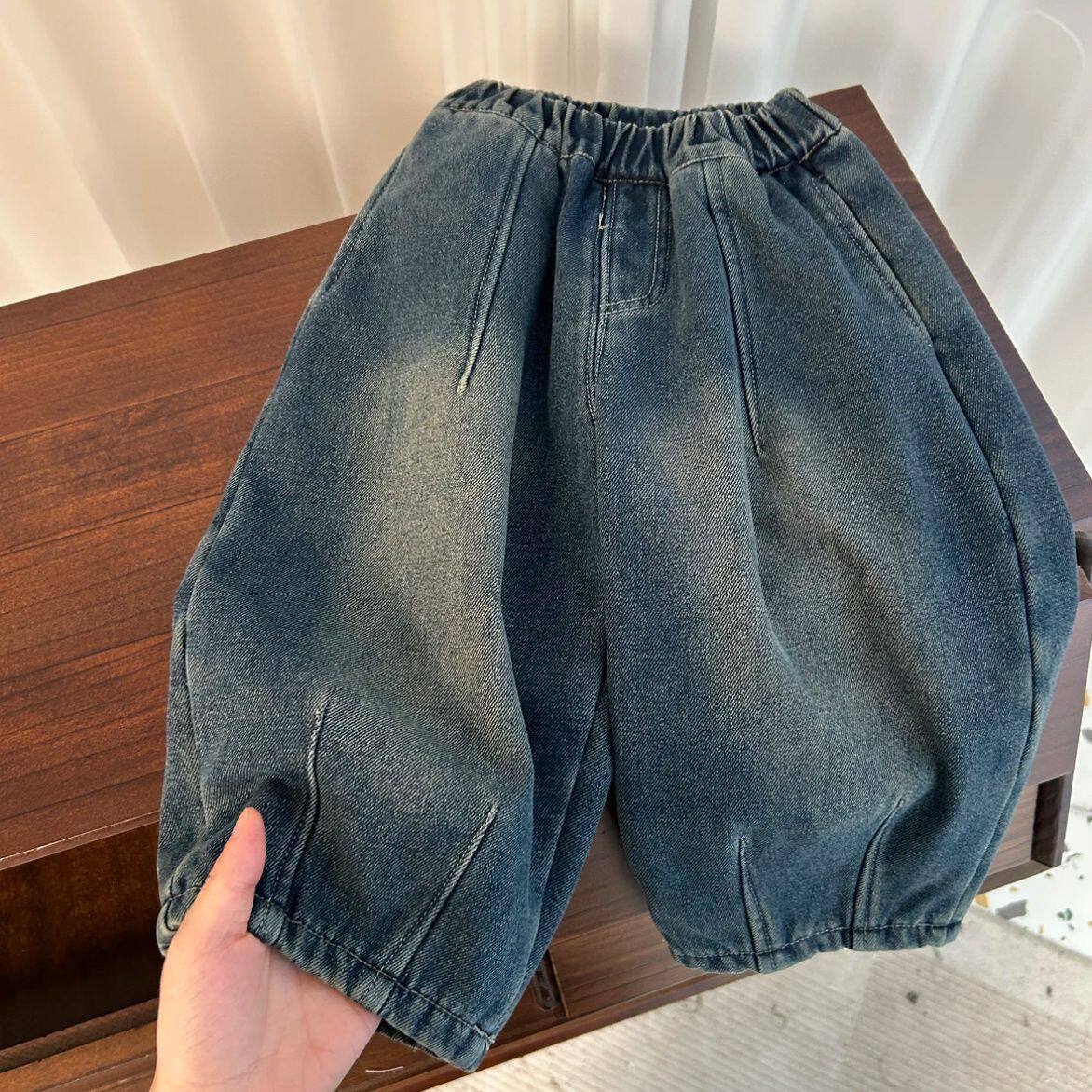 冬天2025儿童裤子宽松加绒牛仔裤洋气新款韩版男童宝宝一体绒长裤,淘宝优惠券,粉丝福利购,淘宝优惠卷