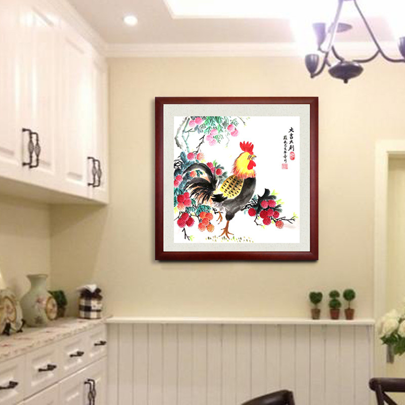 价手绘国画公鸡字画真迹手写名家山水花鸟装饰原稿大吉大利图