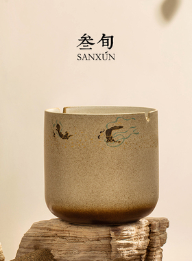 叁旬敦煌飞天烟灰缸高级感家用客厅带盖防飞灰办公室烟缸中式送礼