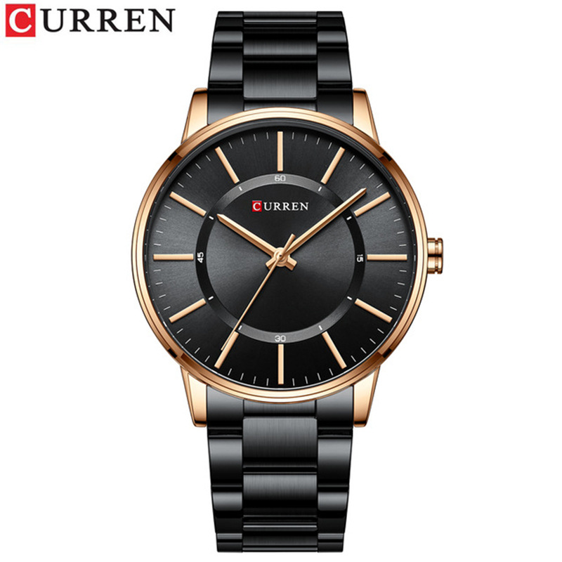 表士商务钢带手表时尚8385不锈钢表带日本机芯卡瑞恩CURREN男-图0