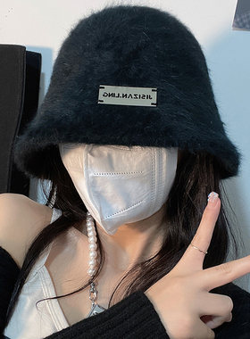 真兔毛~渔夫帽女秋冬毛绒高级感