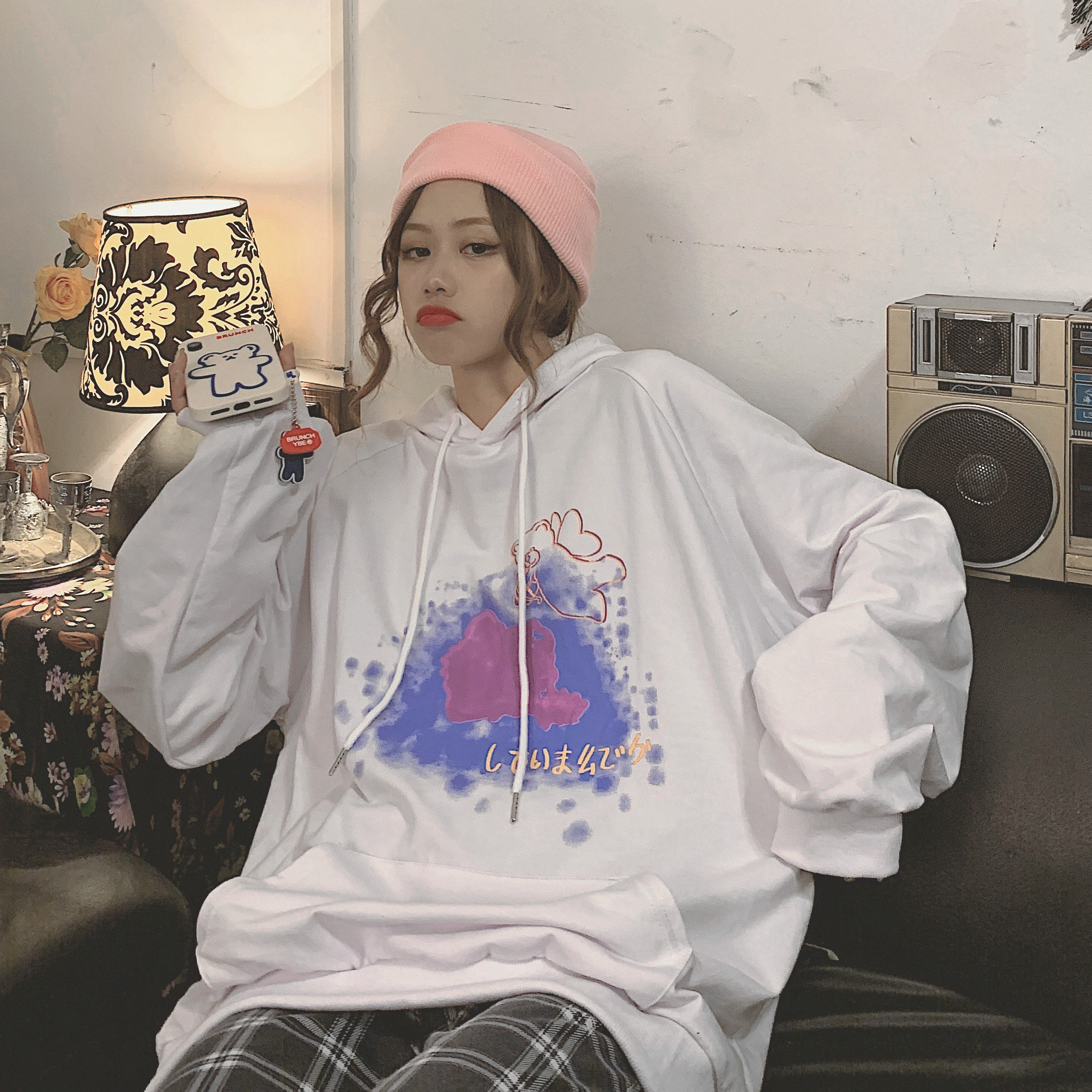 萧莲定制高街春秋连帽宽松新款卫衣 萧莲卫衣/绒衫