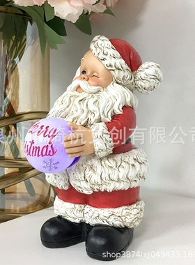 跨境热款圣诞老人托盘收纳家居室内卧室客厅玄关桌面可发光小