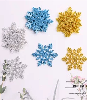 diy儿童闪粉雪花贴片头饰发夹
