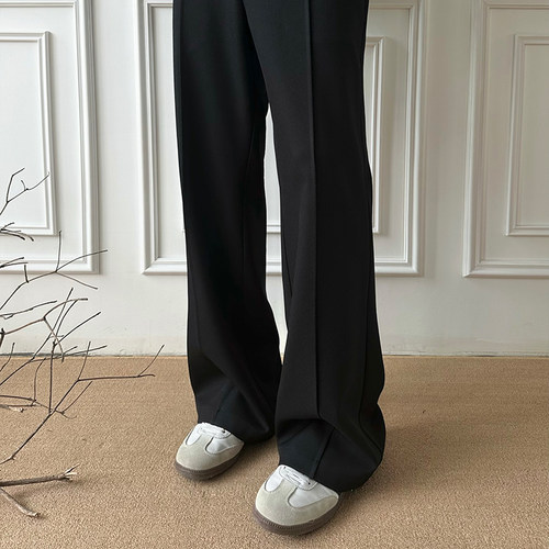 WESSK弯刀休闲裤设计感Cleanfit斜纹肌理春秋百搭垂感直筒西裤 - 图1