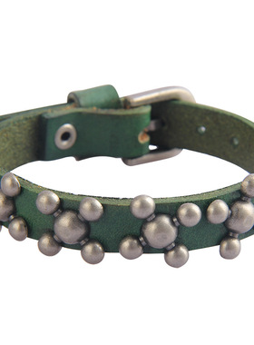 跨境货源牛皮手环手链男 朋克骷髅头合金铆钉手链 欧美万圣节饰品