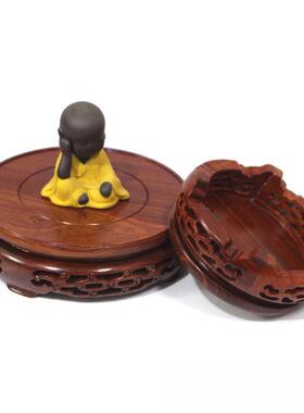 实木圆形底座摆件花盆花瓶底托工艺品奇石鱼缸托架茶壶香炉红木座