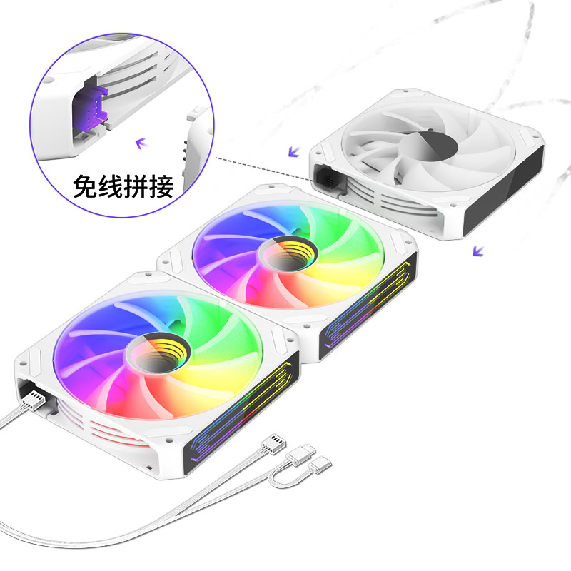 爱国者YOGO L12积木风扇机箱电脑散热12V神光同步ARGB12cm超静音 - 图0