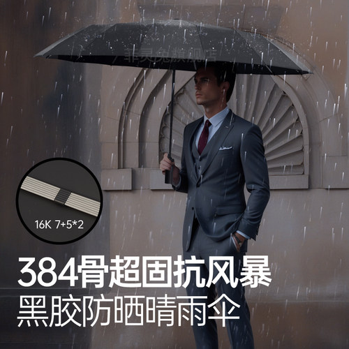 自动130cm折叠雨伞加大加厚加固男士遮阳伞防晒伞晴雨两用女学生 - 图0