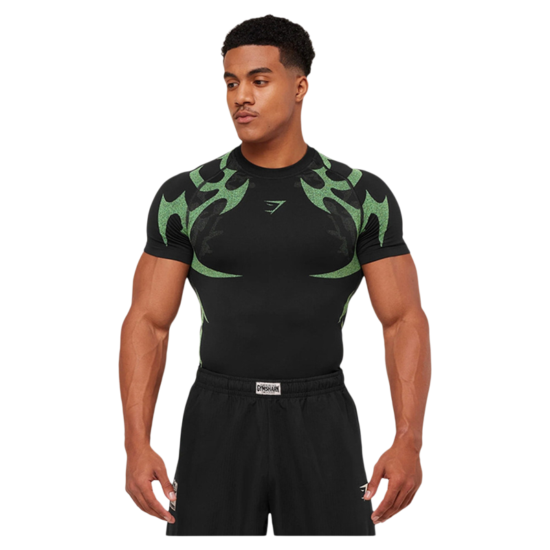 显肌肉健身衣服男运动鲨鱼速干短袖夏季修身收袖口T恤跑步训练服,淘宝优惠券,粉丝福利购,淘宝优惠卷