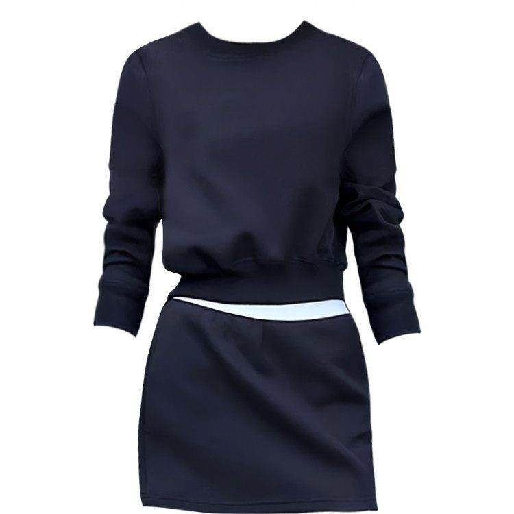 新品香港秋新款辣妹短款纯色收腰卫衣套装女拼接撞色半身裙两件套,淘宝优惠券,粉丝福利购,淘宝优惠卷