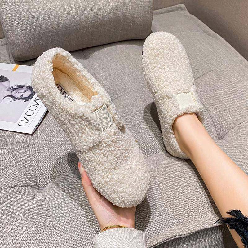 加绒毛毛鞋女冬外穿保暖棉鞋一脚蹬软底豆豆鞋羊羔毛厚底大码女鞋,淘宝优惠券,粉丝福利购,淘宝优惠卷