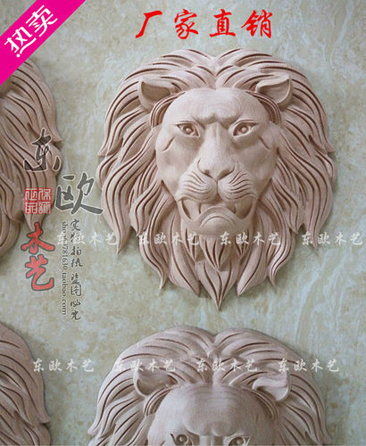 东阳木雕实木花欧式狮子头兽头罗马柱头梁托牛腿壁炉橱柜垭口装饰 - 图0