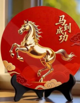马到成功新款2026年招财新年纳福马年中式红色客厅喜庆装饰品摆件