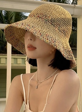 草编渔夫帽女夏季透气韩版显脸小