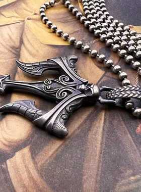 百搭嘻哈项链吊坠欧美复古银