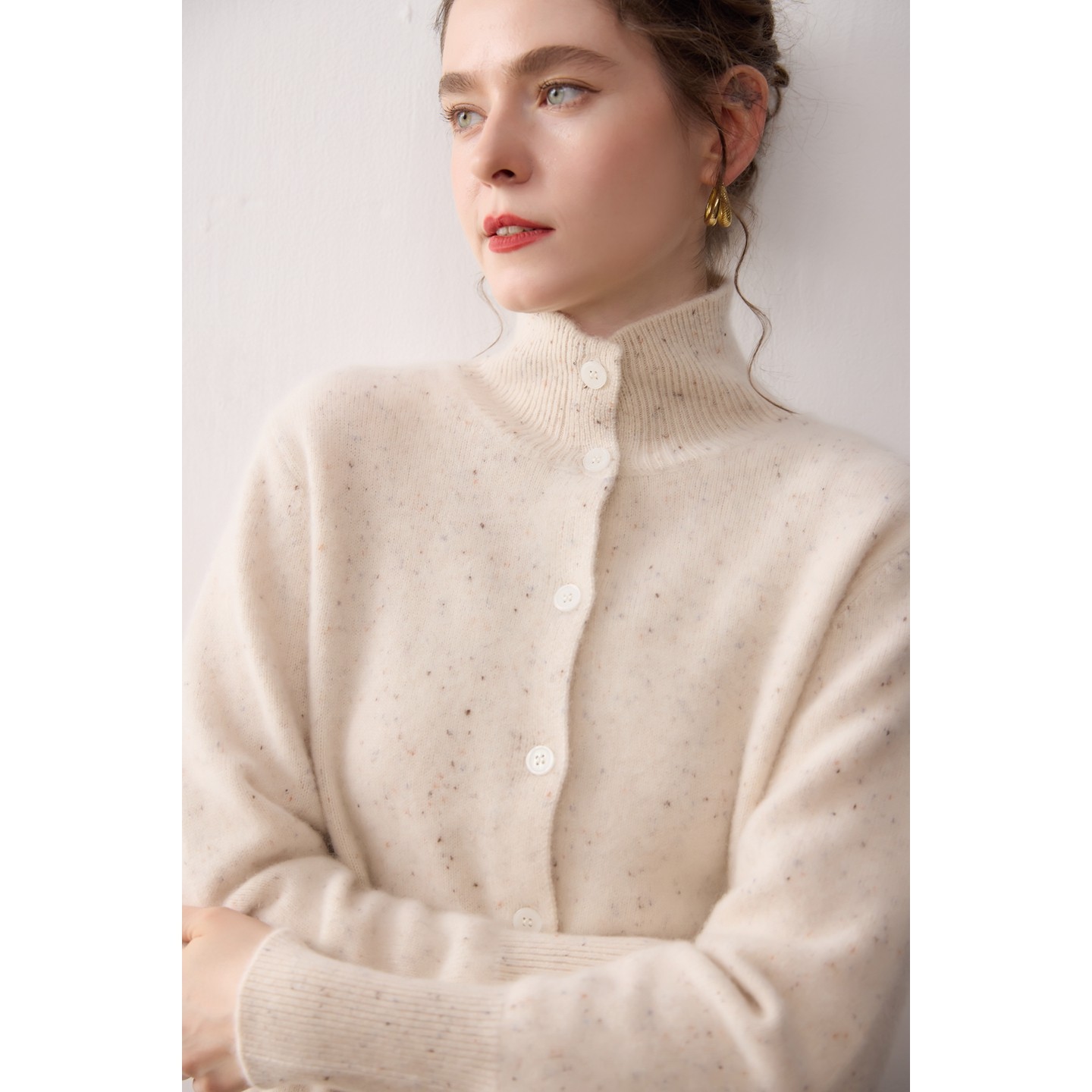 韩版高领100%纯山羊绒开衫女秋冬新款宽松毛衣外套洋气针织打底衫,淘宝优惠券,粉丝福利购,淘宝优惠卷