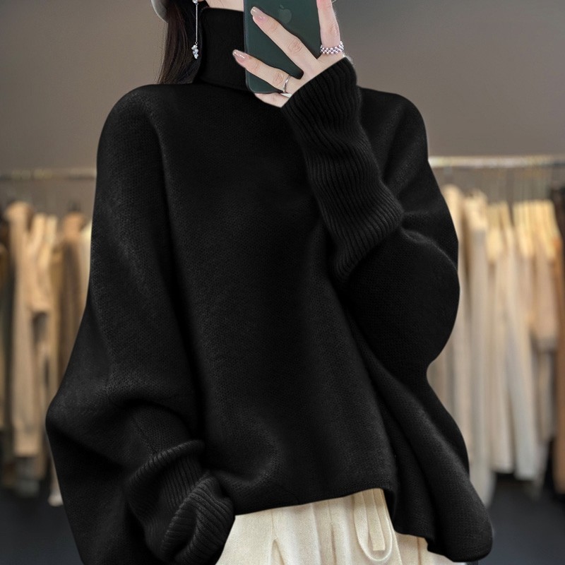 高端时尚羊绒衫女高领宽松慵懒风毛衣秋冬款100%纯羊毛针织蝙蝠衫,淘宝优惠券,粉丝福利购,淘宝优惠卷