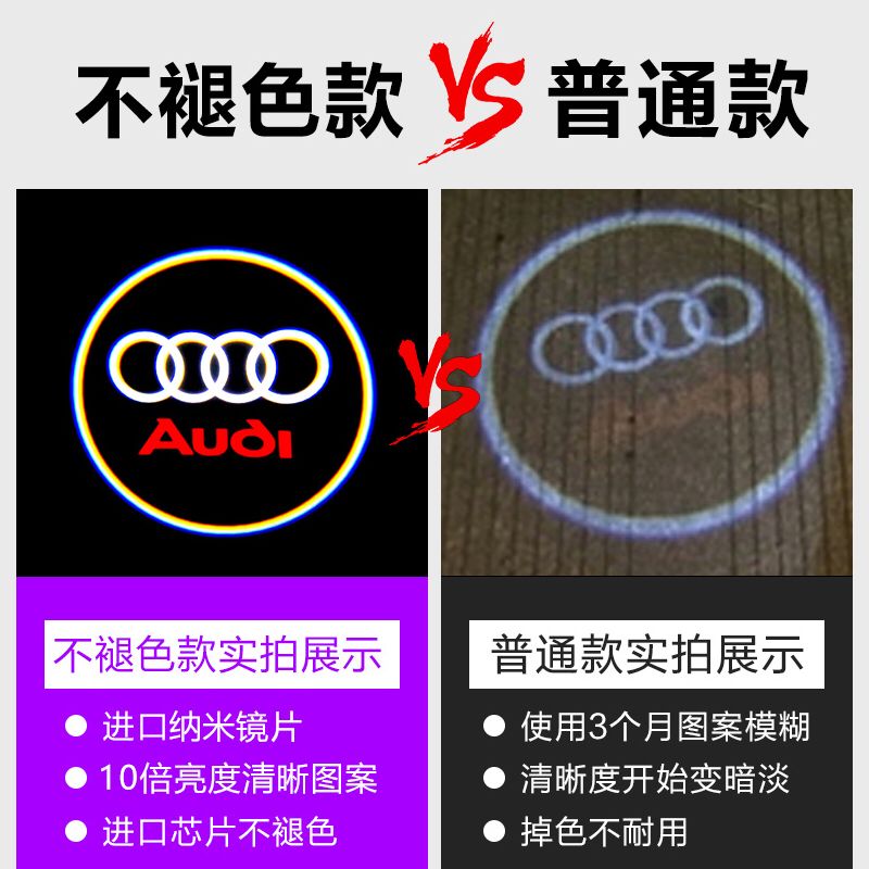 奥迪迎宾灯S3 S4 S5 S6 S7 S8SQ5改装车门镭射灯装饰投影灯专用 - 图2