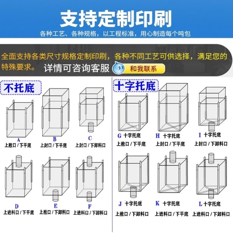 一吨袋子1吨污泥袋下平底小料口 90x90x120直径70x70钢球包工业-图2