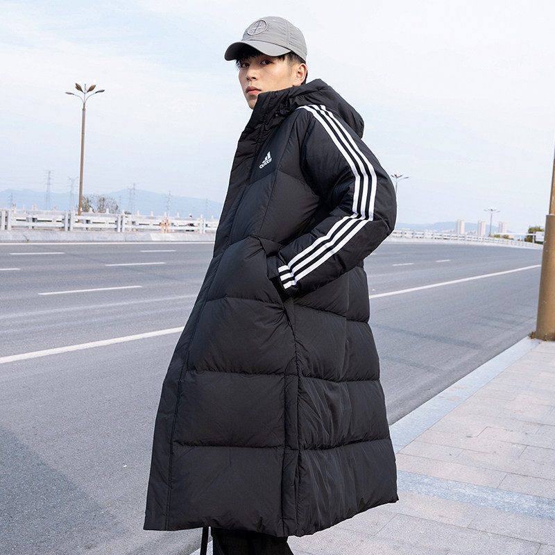 阿迪达斯长款男2023冬季新款羽绒服 腾吉运动户外运动羽绒服