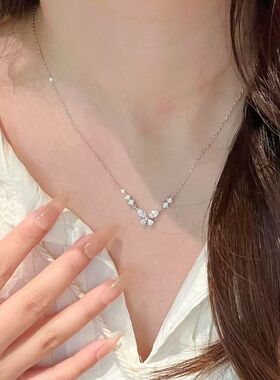 银贝S925银幻梦蝴蝶项链女时尚高级感轻奢小众设计超仙气质锁骨链