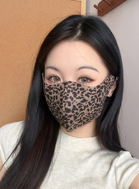 保暖口罩女秋冬季时尚豹纹高颜值
