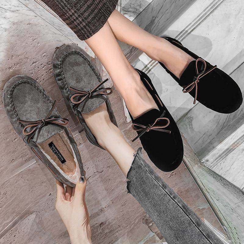 香港网红平底豆豆鞋女2025年新款秋冬加绒毛毛鞋百搭保暖棉鞋单鞋,淘宝优惠券,粉丝福利购,淘宝优惠卷