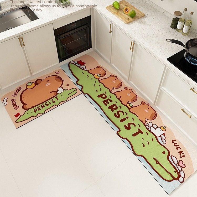 卡皮巴拉豚鼠硅藻泥厨房家用吸油防滑两件套地耐脏易打理脚,淘宝优惠券,粉丝福利购,淘宝优惠卷