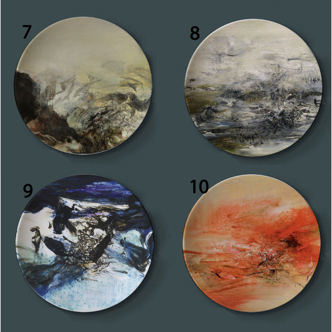 赵无极艺术画陶瓷装饰盘欧式客厅摆件坐盘美式盘子装饰背景墙挂盘,淘宝优惠券,粉丝福利购,淘宝优惠卷