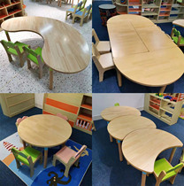 Kindergarten Children Solid Wood Table And Chairs Early Education Center Fine Arts Training Course Tutoring Institution Learning Beauty Workers Table Painting Table