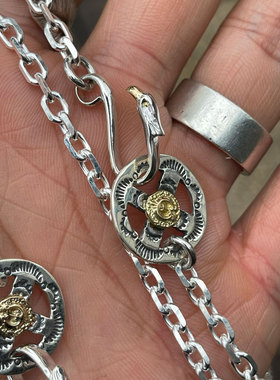 图腾飞轮金眼金喙鹰头太角银链